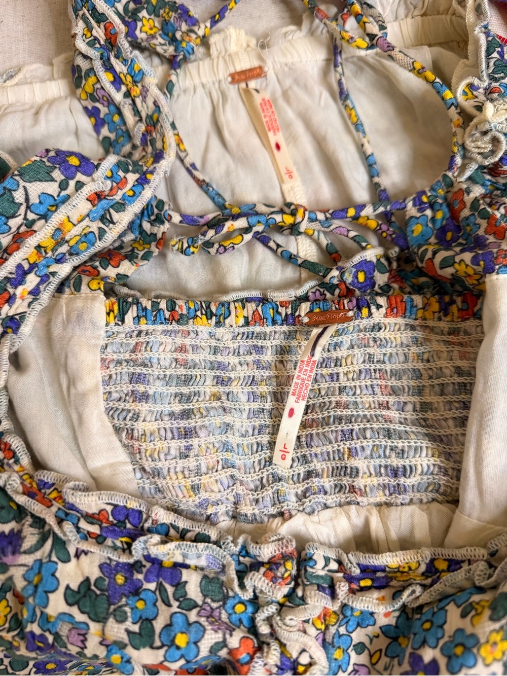 Free People Floral Two Piece Top and Skort- Blue, Yellow, Orange, Purple - Picture 2 of 6